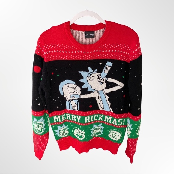 Rick and Morty Ugly Christmas Holiday Sweater NWOT Size M - Picture 1 of 5